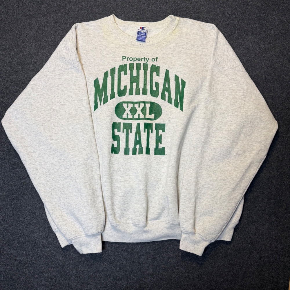 Vintage Champion Sweatshirt Mens XXL Gray Michigan State Spartans Crewneck
